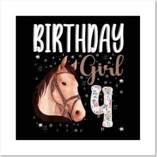 Horse Animal Lovers 4th Birthday Girl Posters and Art